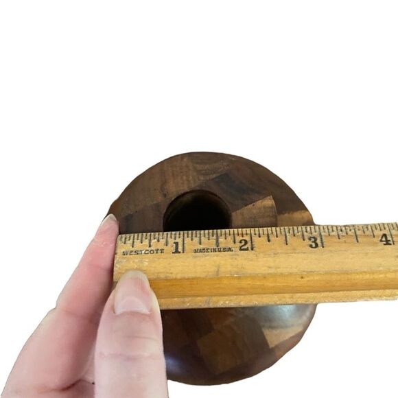 Turned Wood Bud Vase Candle Holder Mid Century Modern - Picture 10 of 11